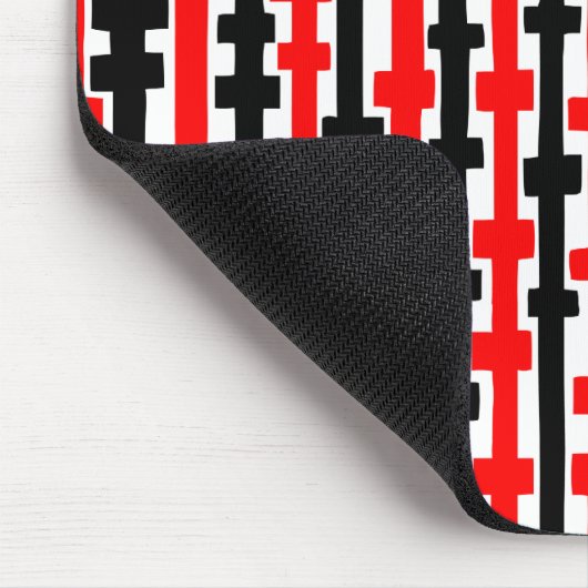 Abstracte kolommen - Rood en zwart op wit Muismat (Hoek)