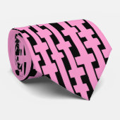 Abstracte kolommen - Roze op zwart Stropdas (Opgerold)
