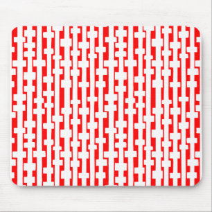 Abstracte kolommen - wit op rood muismat