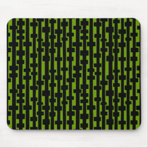 Abstracte kolommen - Zwart op avocado Muismat