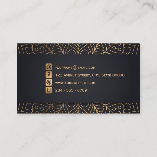Abstracte koperbladeren - houtskool visitekaartje (Achterkant)