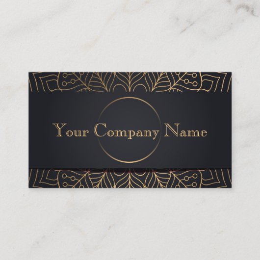 Abstracte koperbladeren - houtskool visitekaartje (Voorkant)