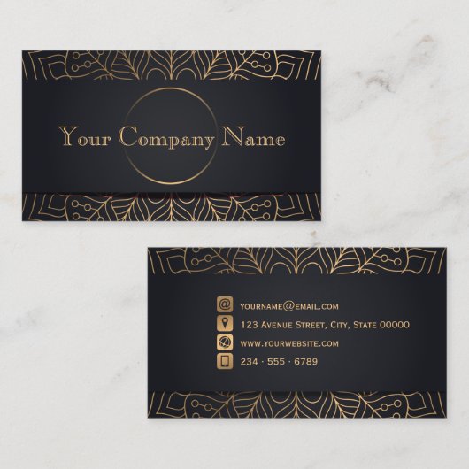 Abstracte koperen bladeren - Houtskool Visitekaartje (Voorkant / Achterkant)