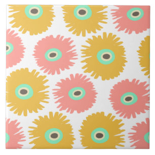 Abstracte Koraal Gele Anjer Bloemen Tegeltje