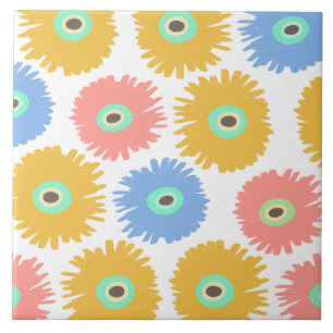 Abstracte Koraal Gele Anjer Bloemen Tegeltje