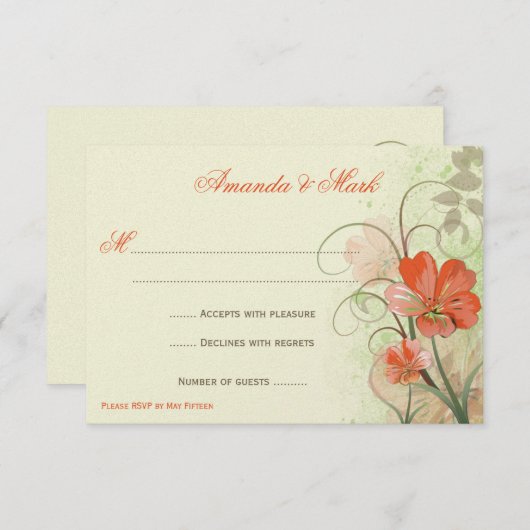 Abstracte Koraal Lime Bloemen Krullen Reactiekaart Kaart (Voorkant / Achterkant)