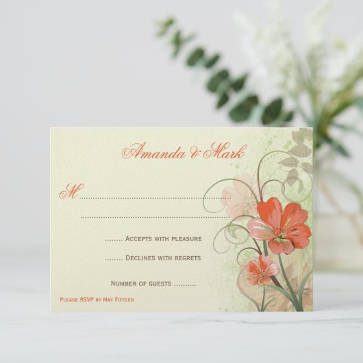 Abstracte Koraal Lime Bloemen Krullen Reactiekaart Kaart (Staand voorkant)