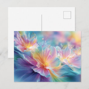Abstracte kosmische bloemexplosie in pastel briefkaart