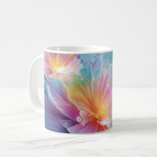 Abstracte kosmische bloemexplosie in pastel koffiemok