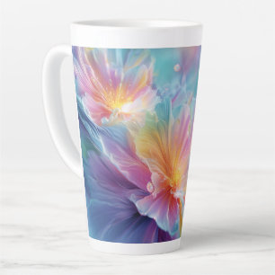 Abstracte kosmische bloemexplosie in pastel latte mok