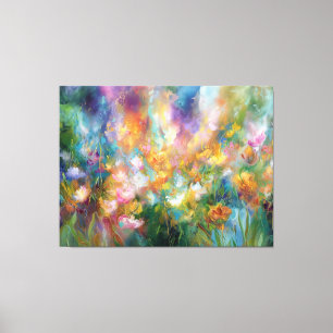 Abstracte kosmische bloemexplosie in pasteltinten canvas afdruk