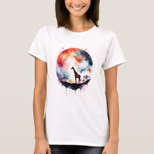 Abstracte kosmische Giraffe T-shirt