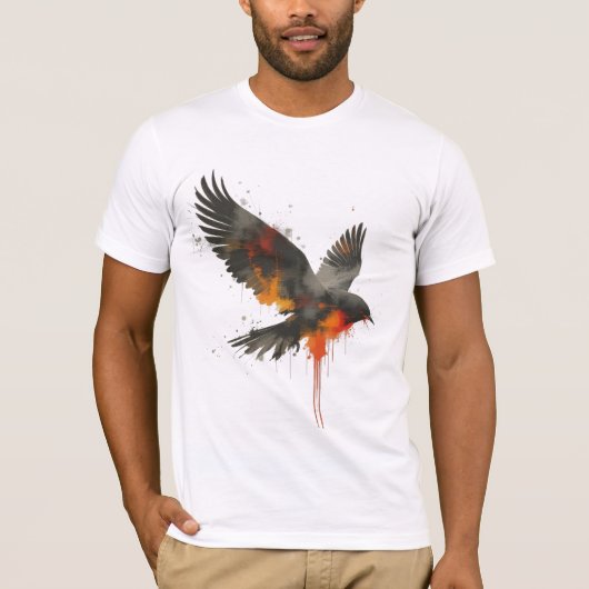 Abstracte kraaikunst - Splatter Paint Bird Design T-shirt (Voorkant)