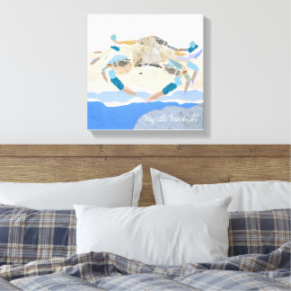 Abstracte krab op het strand! Kunst op canvas Afdruk