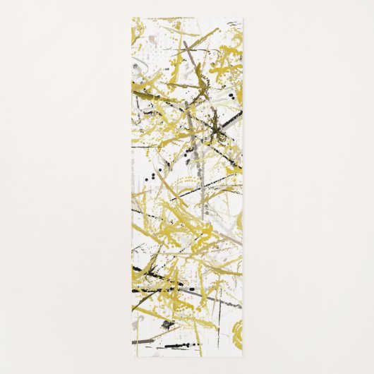 Abstracte Krabbels - Mosterd en Bruin Yogamat (Voorkant)