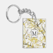 Abstracte kribbels - Mosterd en bruin Sleutelhanger (Voorkant Links)