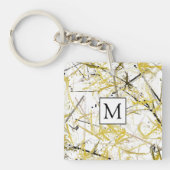 Abstracte kribbels - Mosterd en bruin Sleutelhanger (Voorkant)