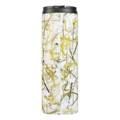 Abstracte kribbels - Mosterd en bruin Thermosbeker (Achterkant)