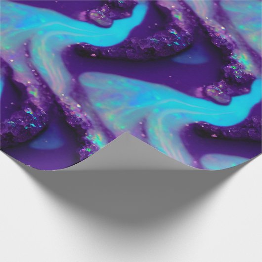 Abstracte kristallen van Paarse Opal Dream Wrappin Cadeaupapier (Hoek)