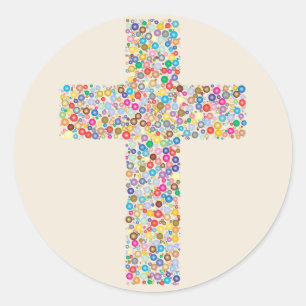abstracte kruisstickers ronde sticker