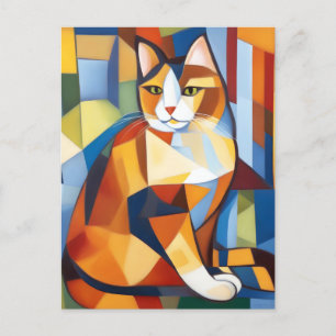Abstracte kubist Calico Cat Briefkaart