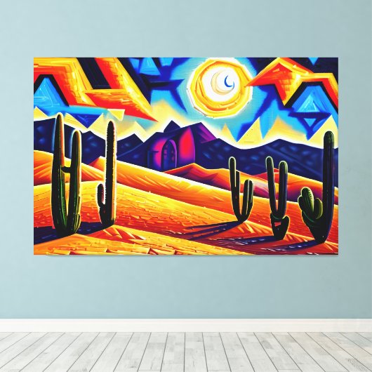 Abstracte kubist Desert Canvas Print (Insitu (Houten vloer))