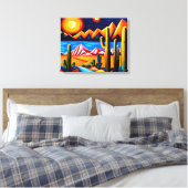 Abstracte kubist Desert Canvas Print (Insitu (Slaapkamer))