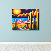 Abstracte kubist Desert Canvas Print (Insitu (Houten vloer))