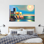 Abstracte kubist zeegezicht Canvas Print (Insitu (Slaapkamer))