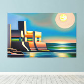 Abstracte kubist zeegezicht Canvas Print (Insitu (Houten vloer))