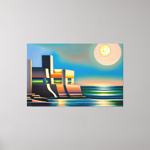 Abstracte kubist zeegezicht Canvas Print