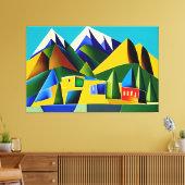 Abstracte kubistische bergen canvas print (Insitu (Woonkamer))