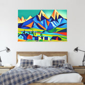Abstracte kubistische bergen canvas print (Insitu (Slaapkamer))