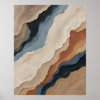 Abstracte kunst 'Aarde & Water Harmonie' Poster