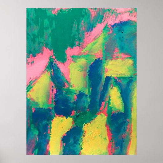 Abstracte kunst Abstra: groen en roze Abstract sch Poster (Voorkant)
