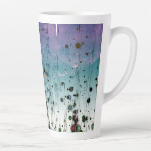Abstracte kunst Bergen en stippen op Paars & Blauw Latte Mok