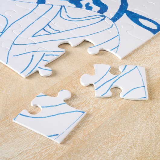 abstracte kunst "Blauwe schets" Legpuzzel (Zijkant)
