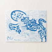 abstracte kunst "Blauwe schets" Legpuzzel (Horizontaal)