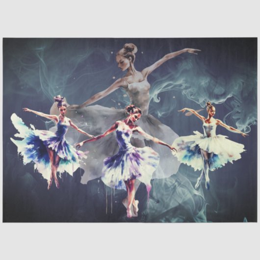 Abstracte Kunst Collage Ballet Dansers Decoupage Tissuepapier (Voorkant)