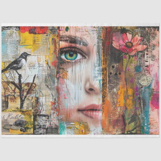 Abstracte Kunst Collage Decoupage Tissuepapier (Voorkant)