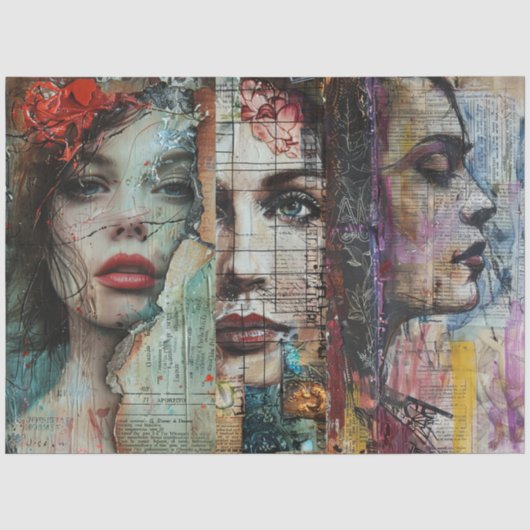 Abstracte Kunst Collage Decoupage Tissuepapier (Voorkant)