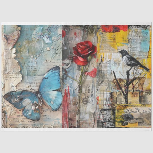 Abstracte Kunst Collage Decoupage Tissuepapier (Voorkant)