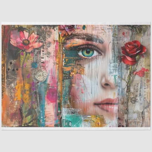 Abstracte Kunst Collage Decoupage Tissuepapier (Voorkant)