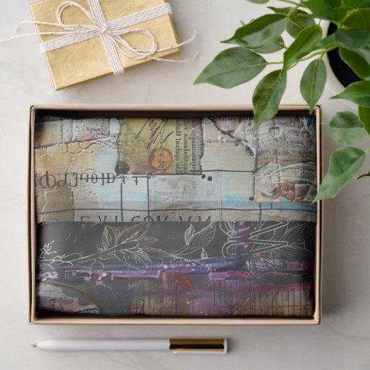 Abstracte Kunst Collage Decoupage Tissuepapier (Geschenk)