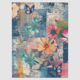 Abstracte kunst college bloemen en vlinders tissuepapier