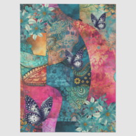 Abstracte kunst college bloemen en vlinders tissuepapier