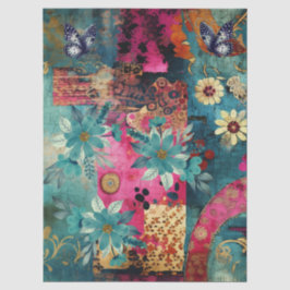 Abstracte kunst college bloemen en vlinders tissuepapier