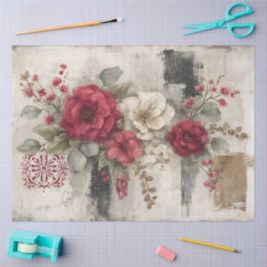 Abstracte kunst College rustieke bloemen decoupage Tissuepapier (Craft)