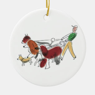 Abstracte Kunst Dog Walker en Honden Keramisch Ornament