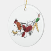 Abstracte Kunst Dog Walker en Honden Keramisch Ornament (Links)